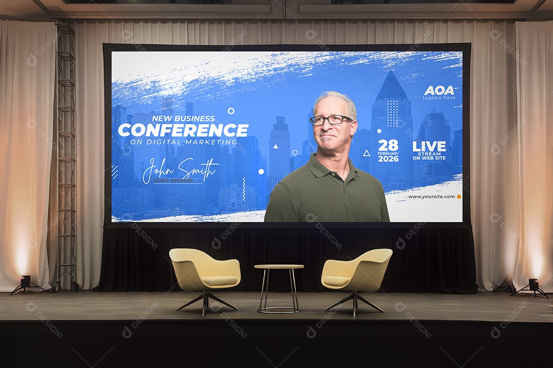 Sala de Conferência Mockup PSD Editável