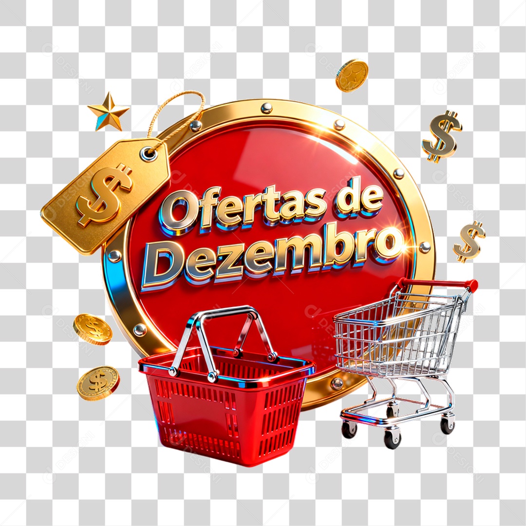 Selo 3D Ofertas de Dezembro PNG Transparente