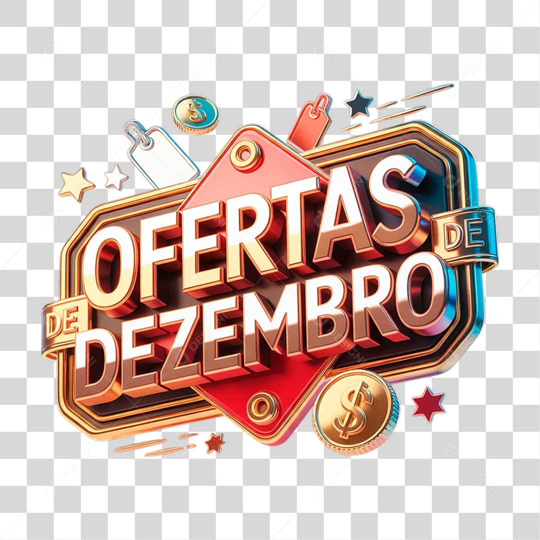 Selo 3D Ofertas de Dezembro PNG Transparente