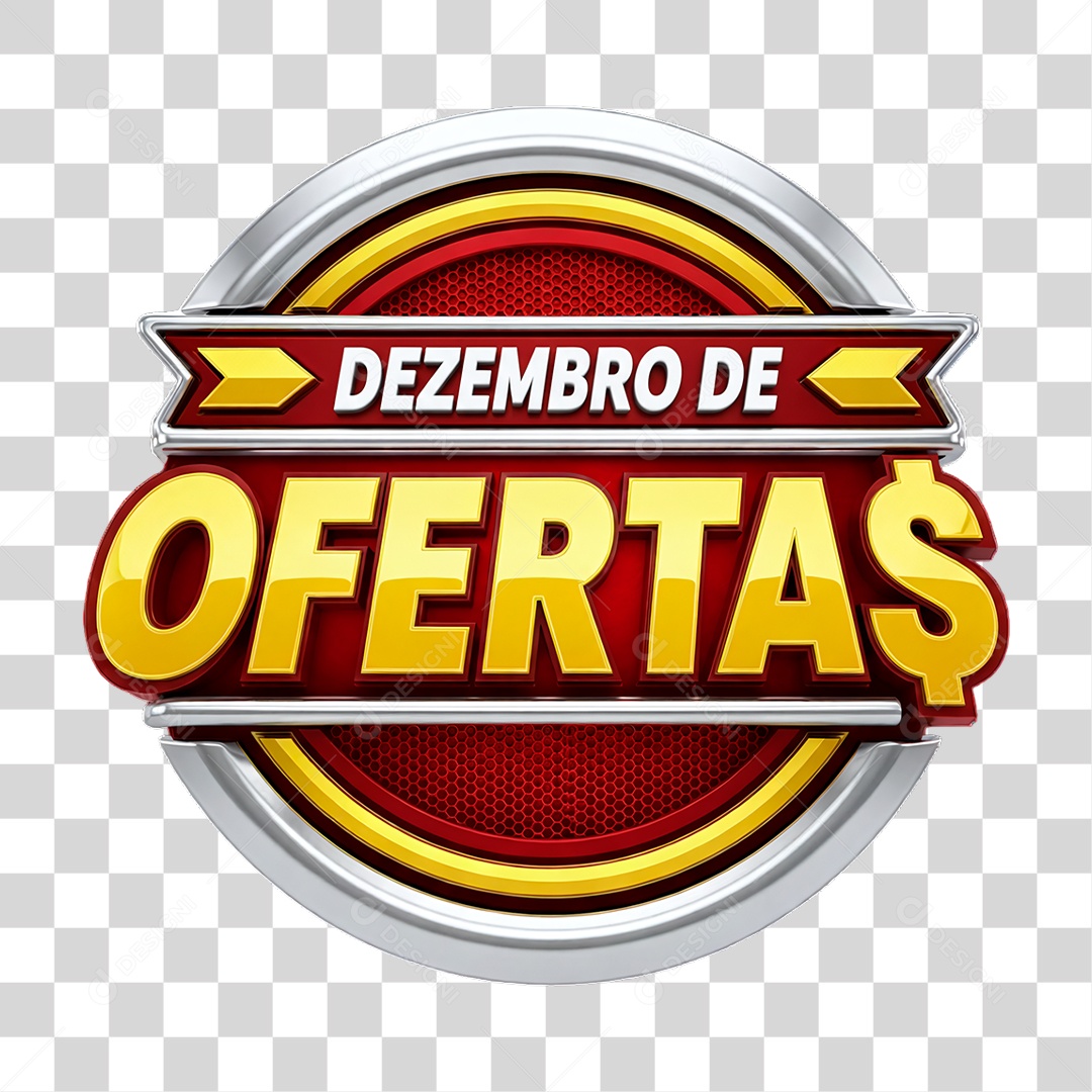 Selo 3D Dezembro de Ofertas PNG Transparente