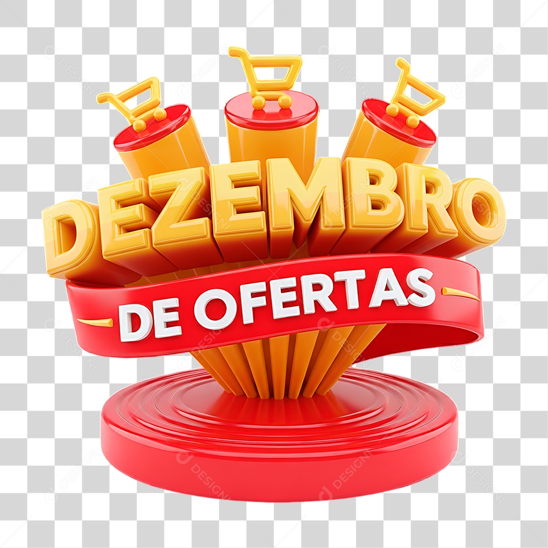 Selo 3D Dezembro de Ofertas PNG Transparente