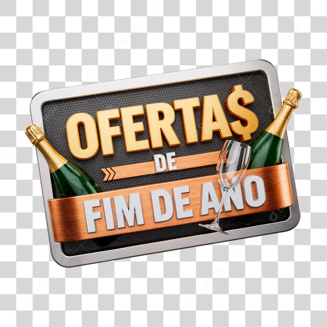 Selo 3D Ofertas de Fim de Ano PNG Transparente