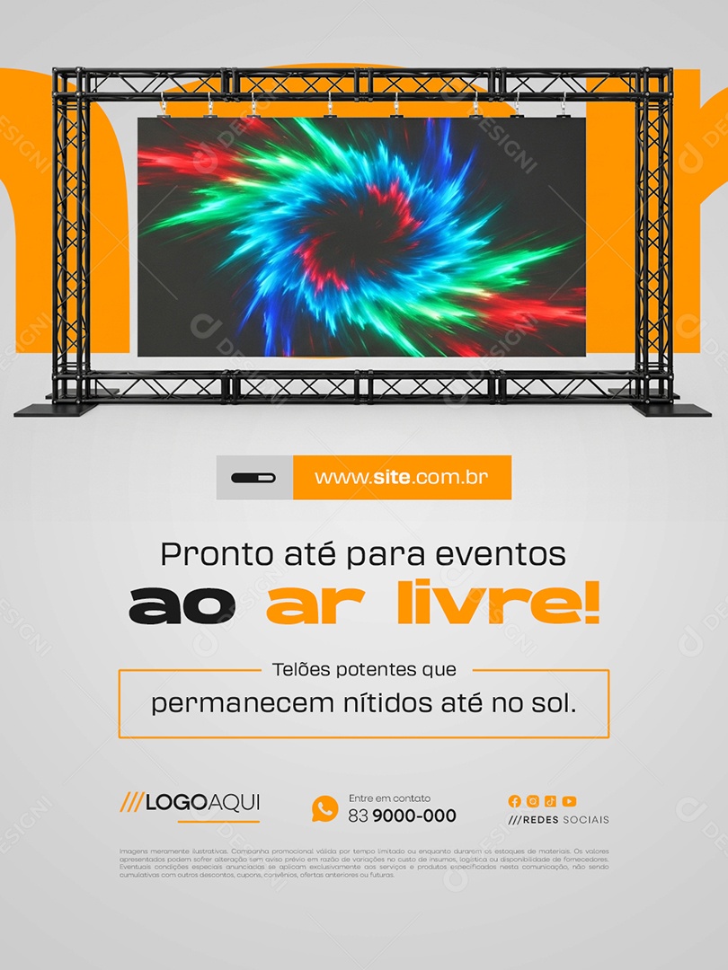 Telão Locação Pronto Até para Eventos Ao Ar Livre Social Media PSD Editável