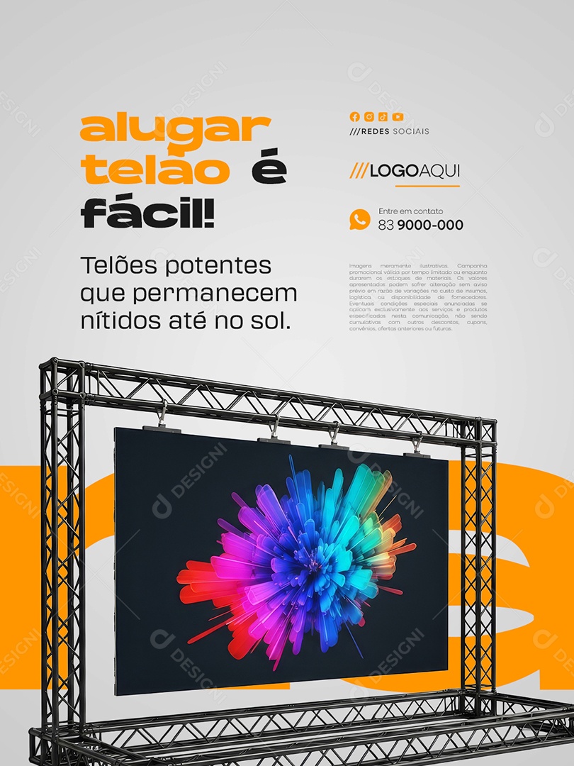 Telão Locação Alugar Telão é Fácil Social Media PSD Editável