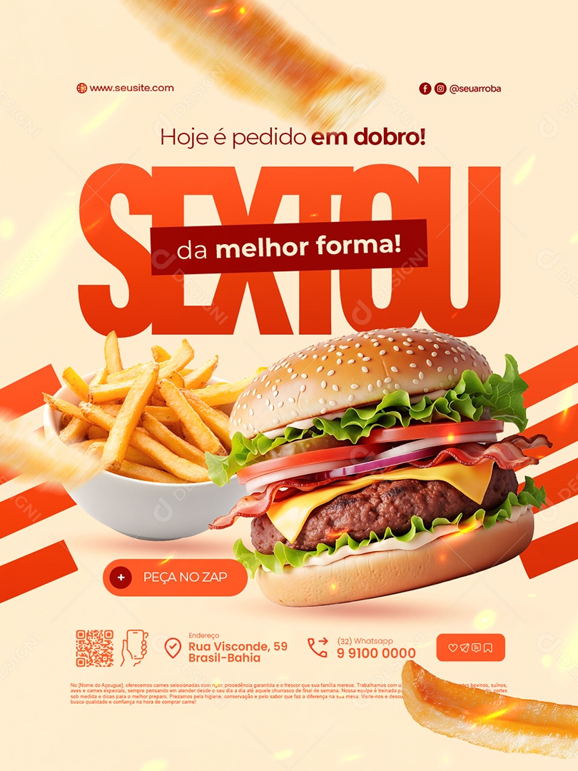 Lanchonete Hoje é Pedido em Dobro Sextou da Melhor Forma Social Media PSD Editável