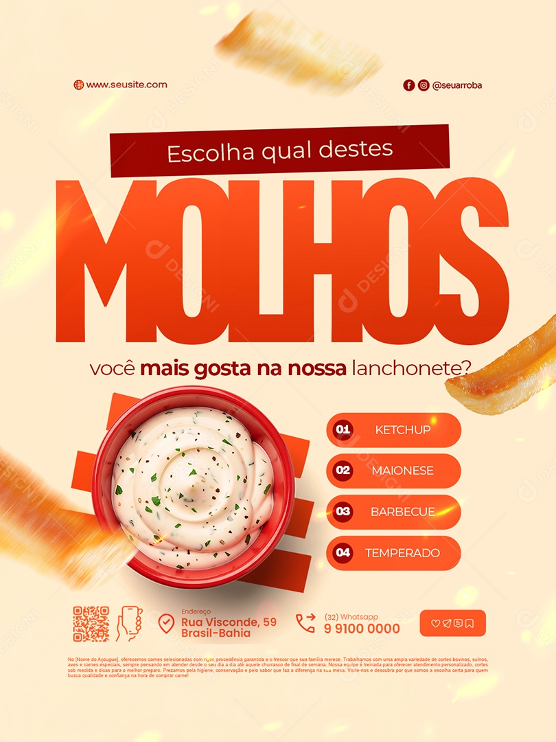 Lanchonete Escolha Qual Destes Molhos Social Media PSD Editável