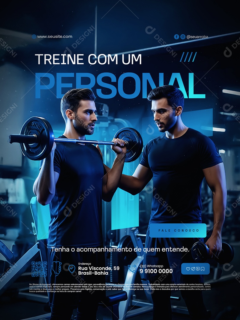 Academia Treine com Um Personal Social Media PSD Editável