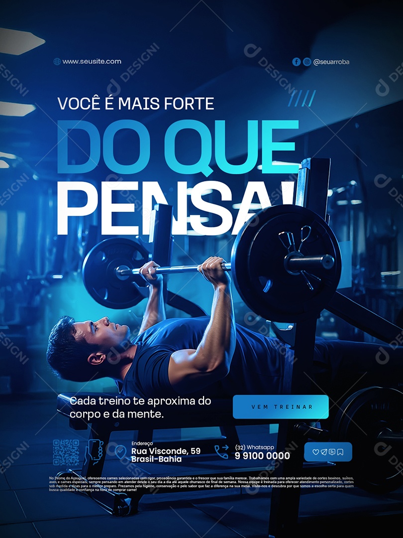 Academia Você é Mais Forte do Que Pensa Social Media PSD Editável