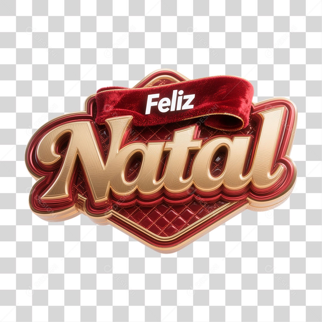 Selo 3D Feliz Natal PNG Transparente