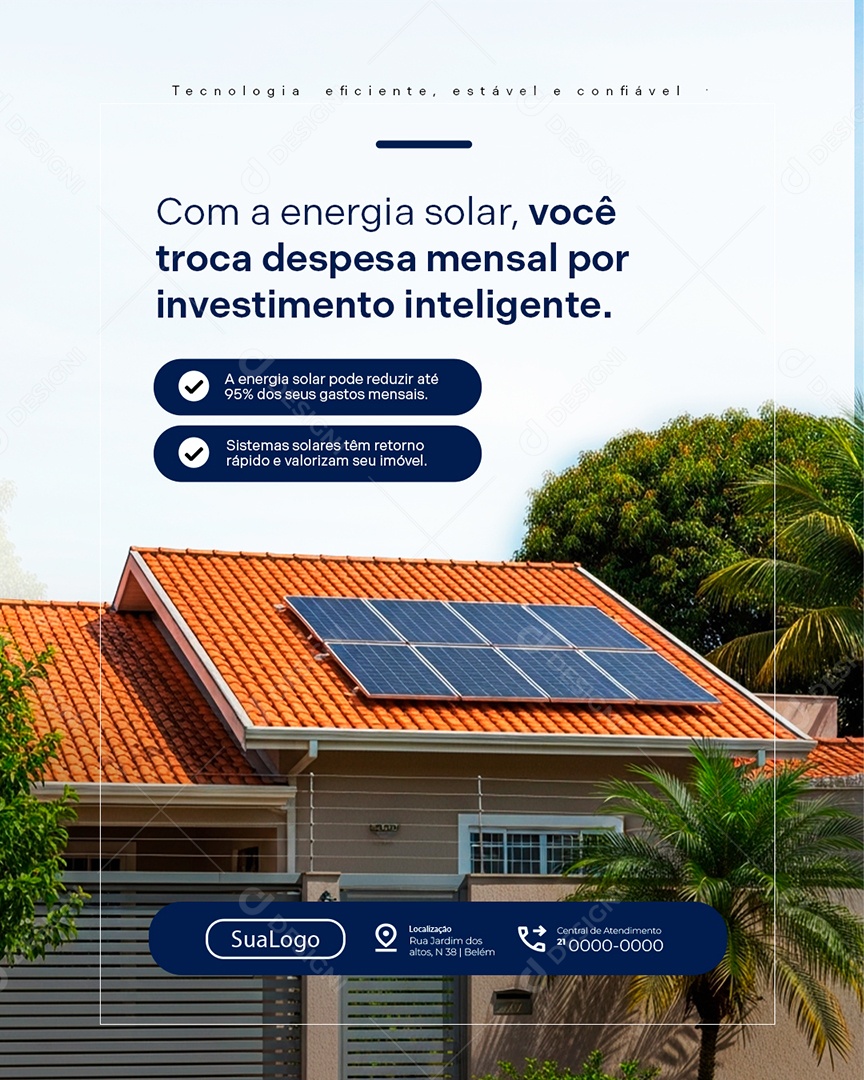 Com a Energia Solar Você Troca Despesa Mensal Social Media PSD Editável