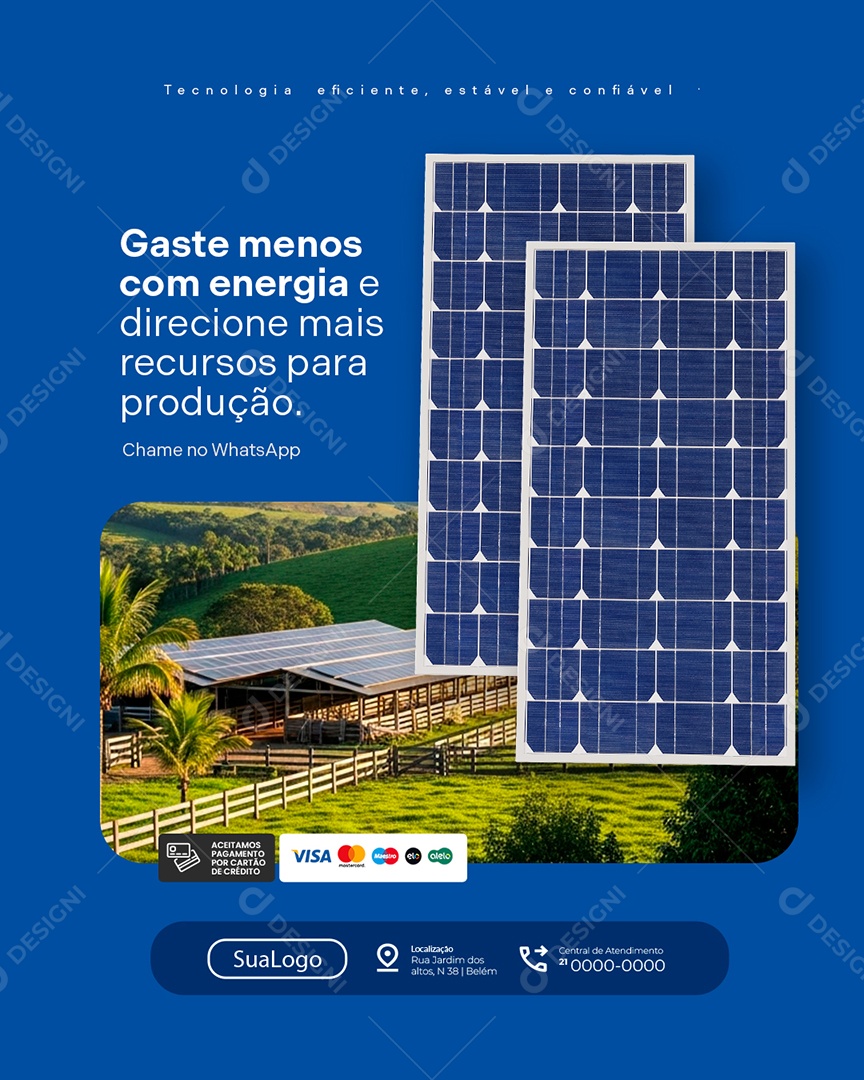 Energia Solar Gaste Menos com Energia Social Media PSD Editável