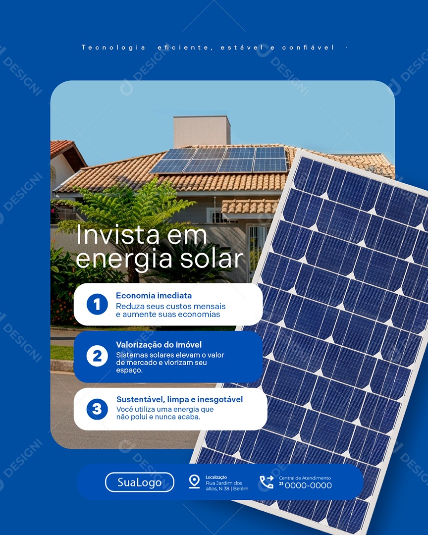Invista em Energia Solar Social Media PSD Editável