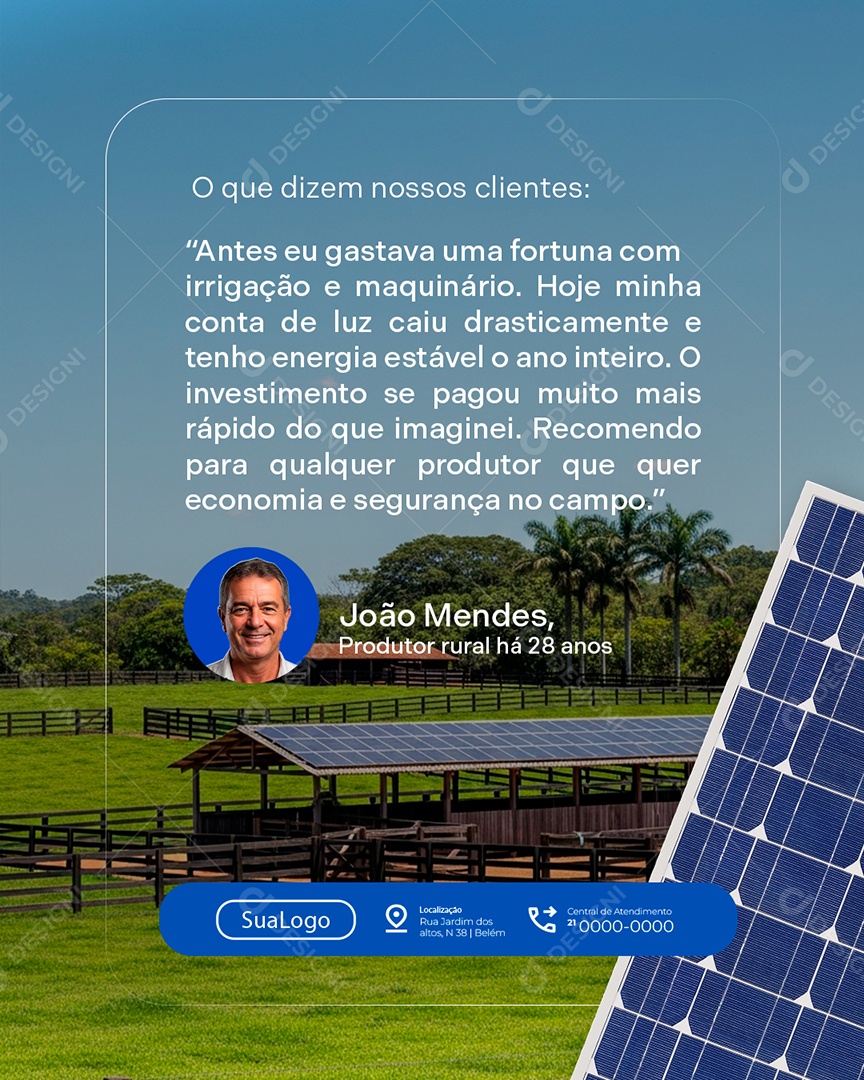 Energia Solar O Que Dizem Nossos Clientes Feedback Social Media PSD Editável