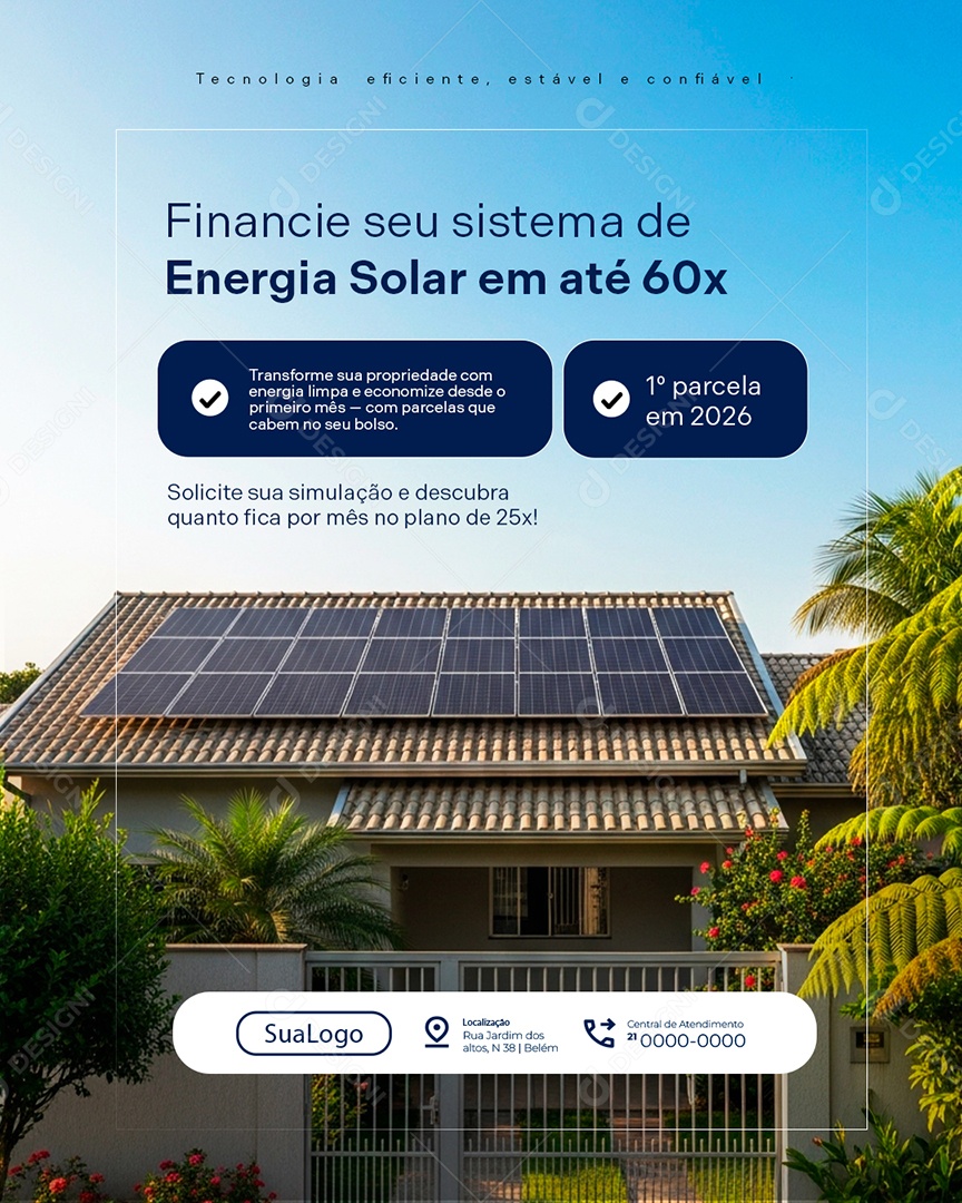 Financie Seu Sistema de Energia Solar Social Media PSD Editável