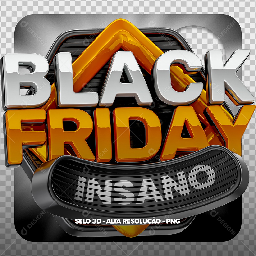 Black Friday Insano Selo 3D para Composição PSD