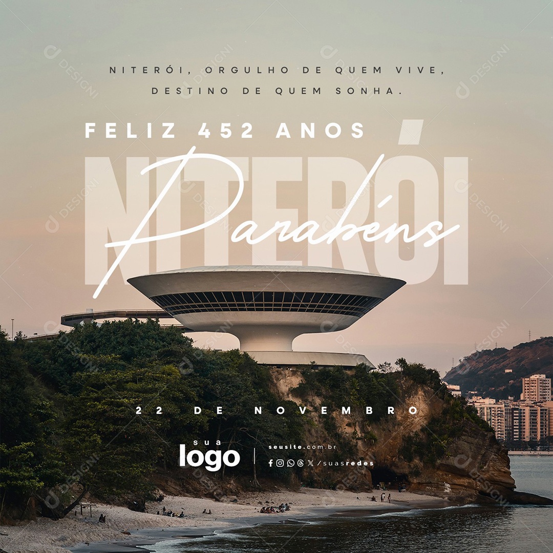 Feliz 452 Anos Parabéns Niterói 22 de Novembro Social Media PSD Editável