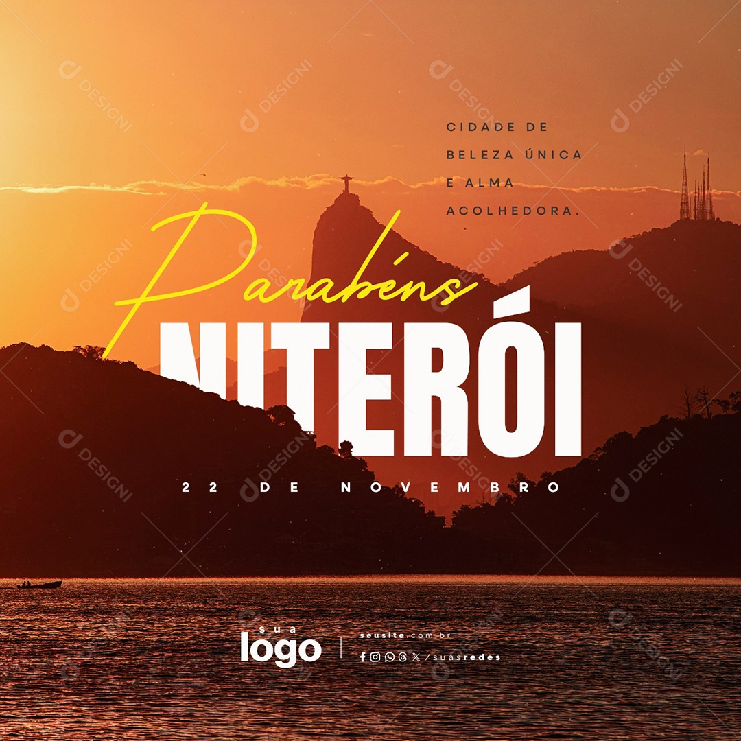 Aniversário de Niterói 22 de Novembro Parabéns Social Media PSD Editável