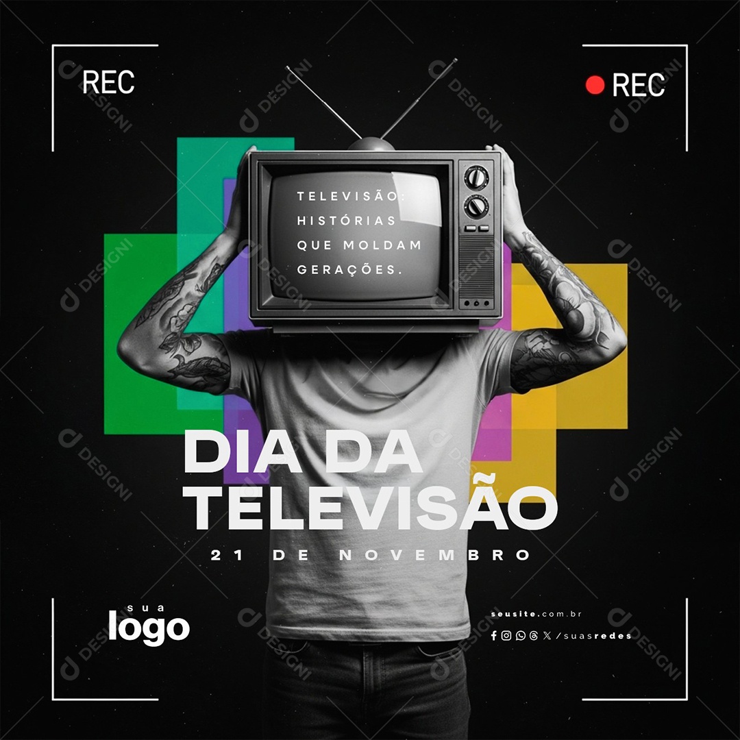 Dia da Televisão 21 de Novembro Social Media PSD Editável