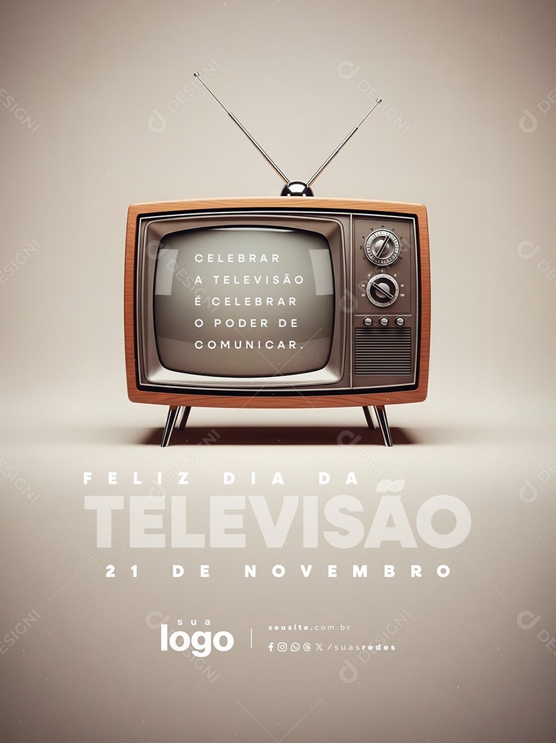 Feliz Dia da Televisão 21 de Novembro Social Media PSD Editável