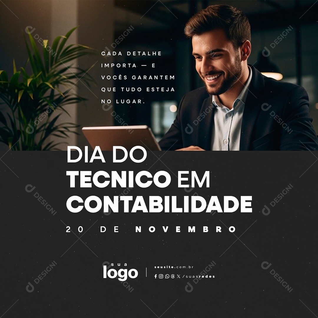 Dia do Técnico em Contabilidade 20 de Novembro Social Media PSD Editável
