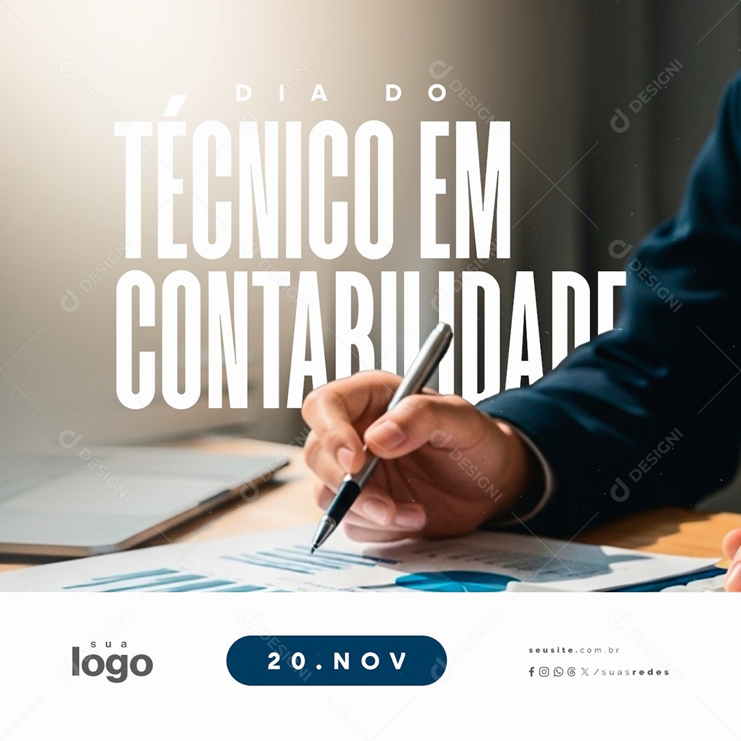 Dia do Técnico em Contabilidade 20 de Novembro Social Media PSD Editável