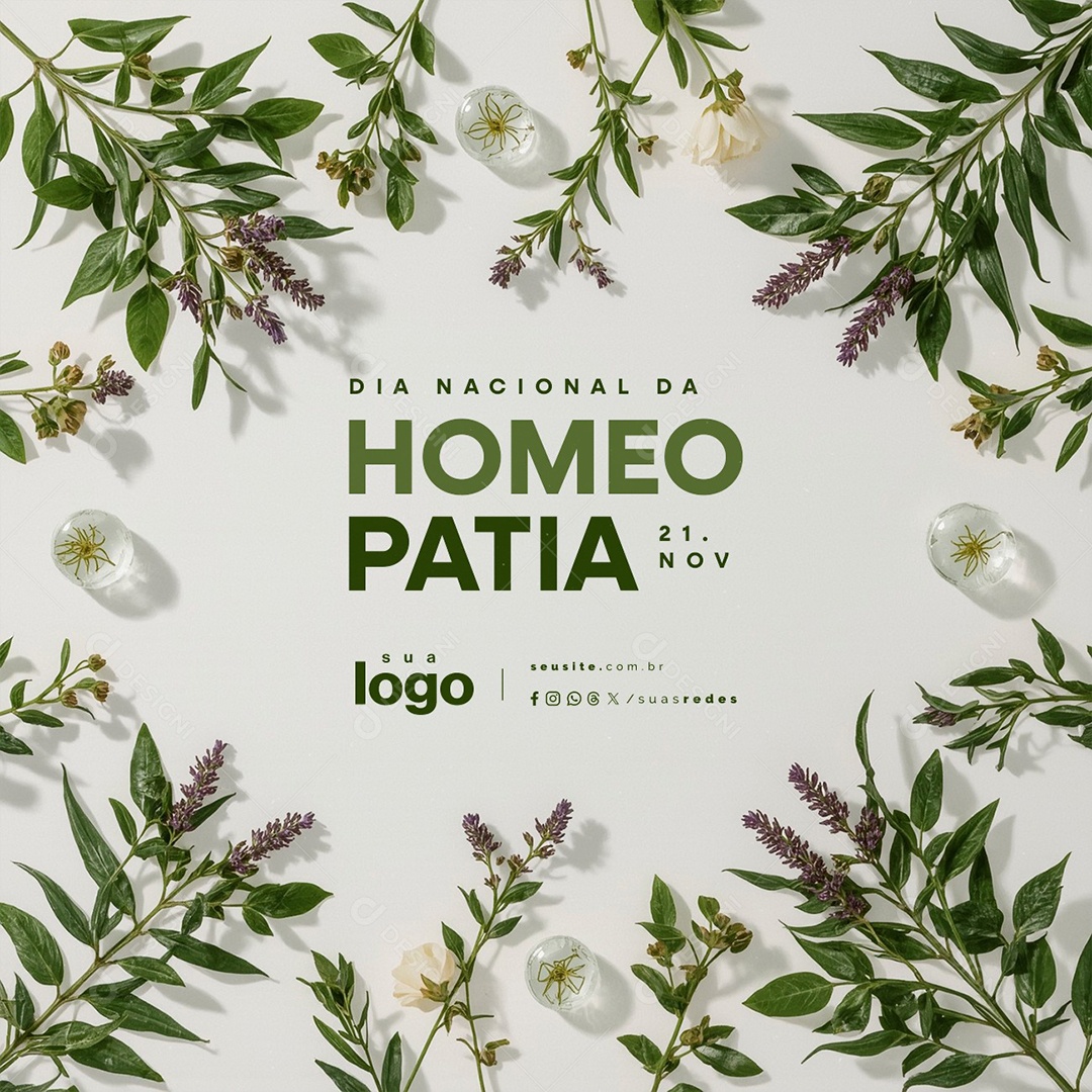 Dia Nacional da Homeopatia 21 de Novembro Social Media PSD Editável