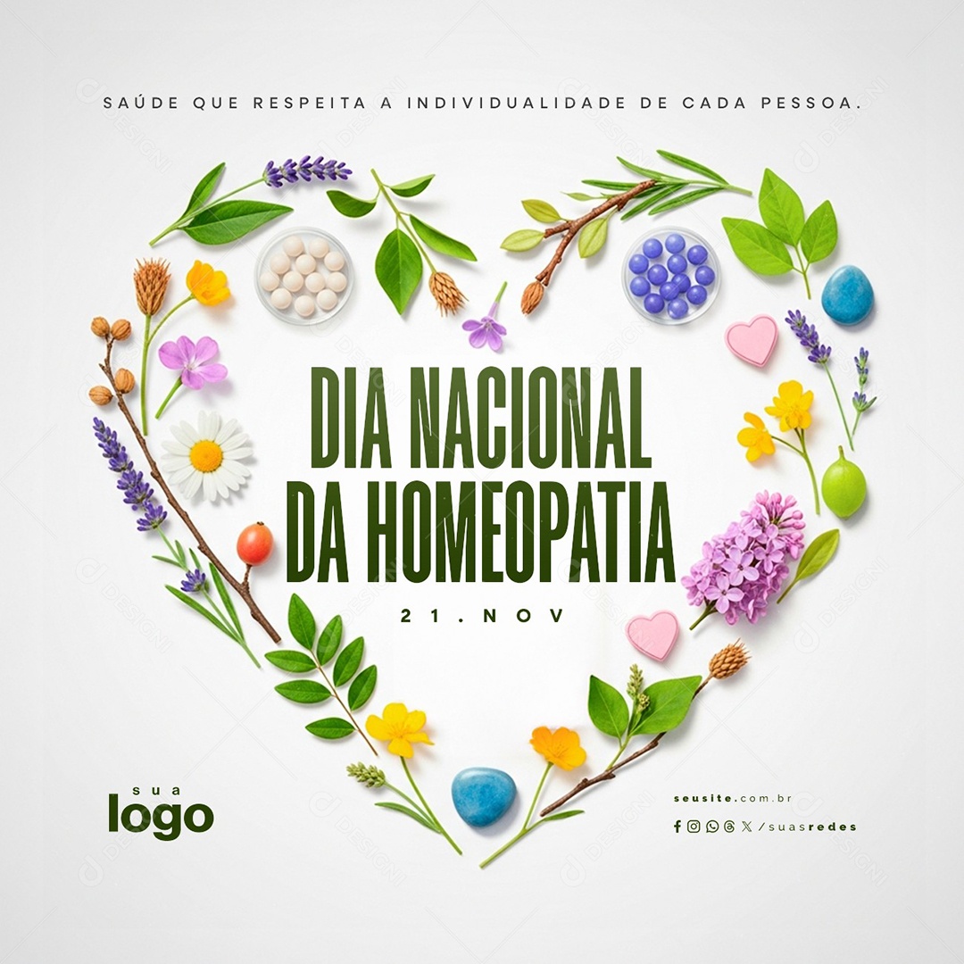 Dia Nacional da Homeopatia 21 de Novembro Social Media PSD Editável