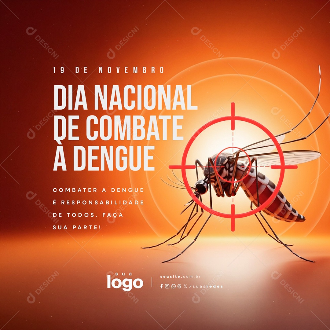 Dia Nacional de Combate á Dengue 19 de Novembro Social Media PSD Editável