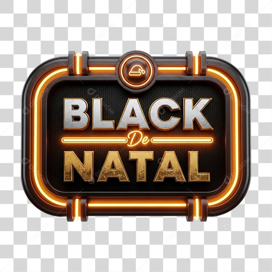 Selo 3D Black de Natal PNG Transparente