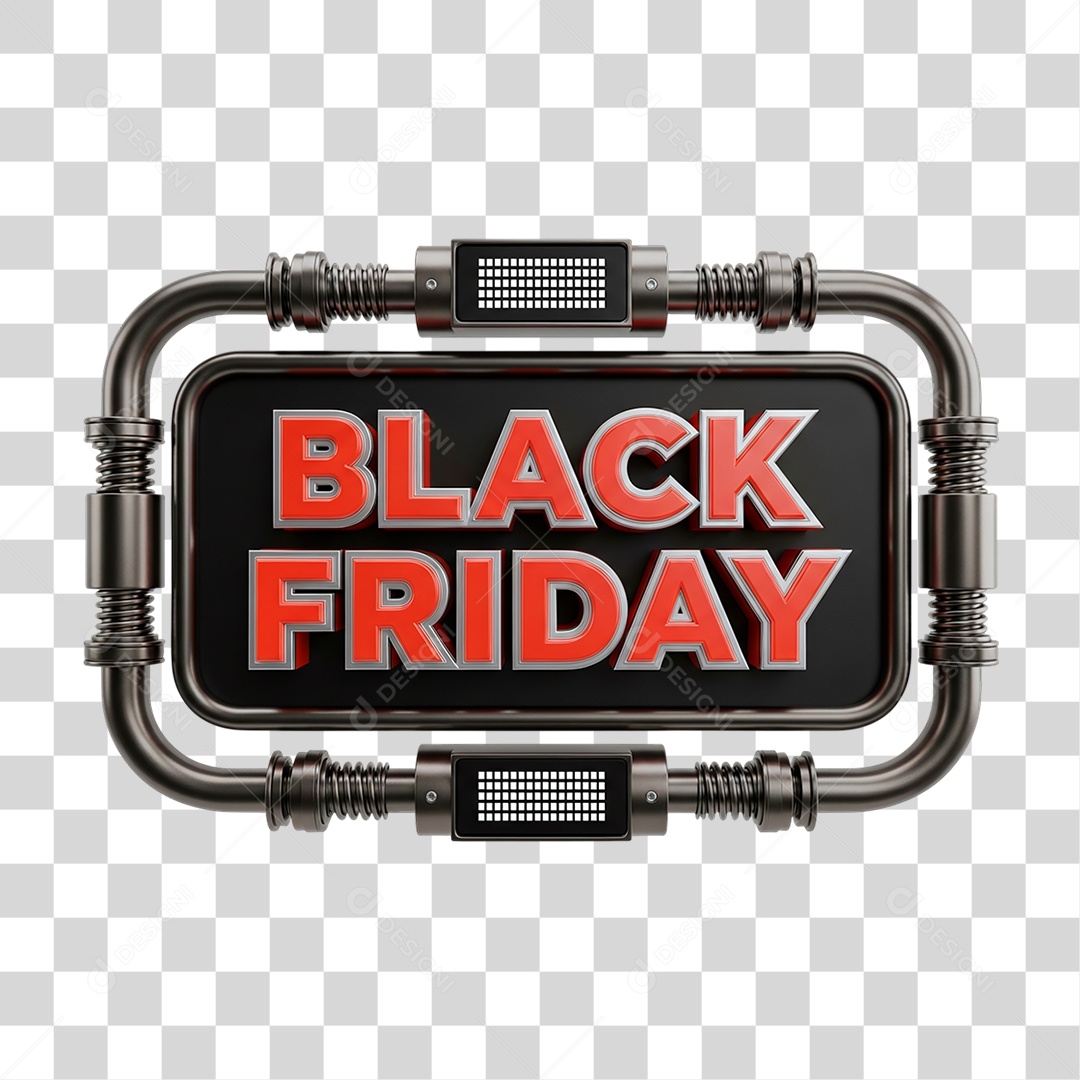 Selo 3D Black Friday para Composição PNG Transparente