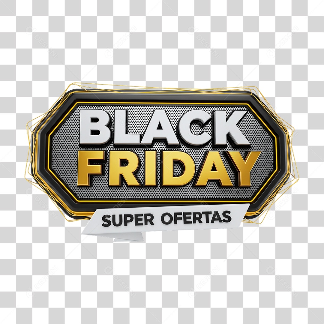 Selo 3D Black Friday Super Ofertas PNG Transparente