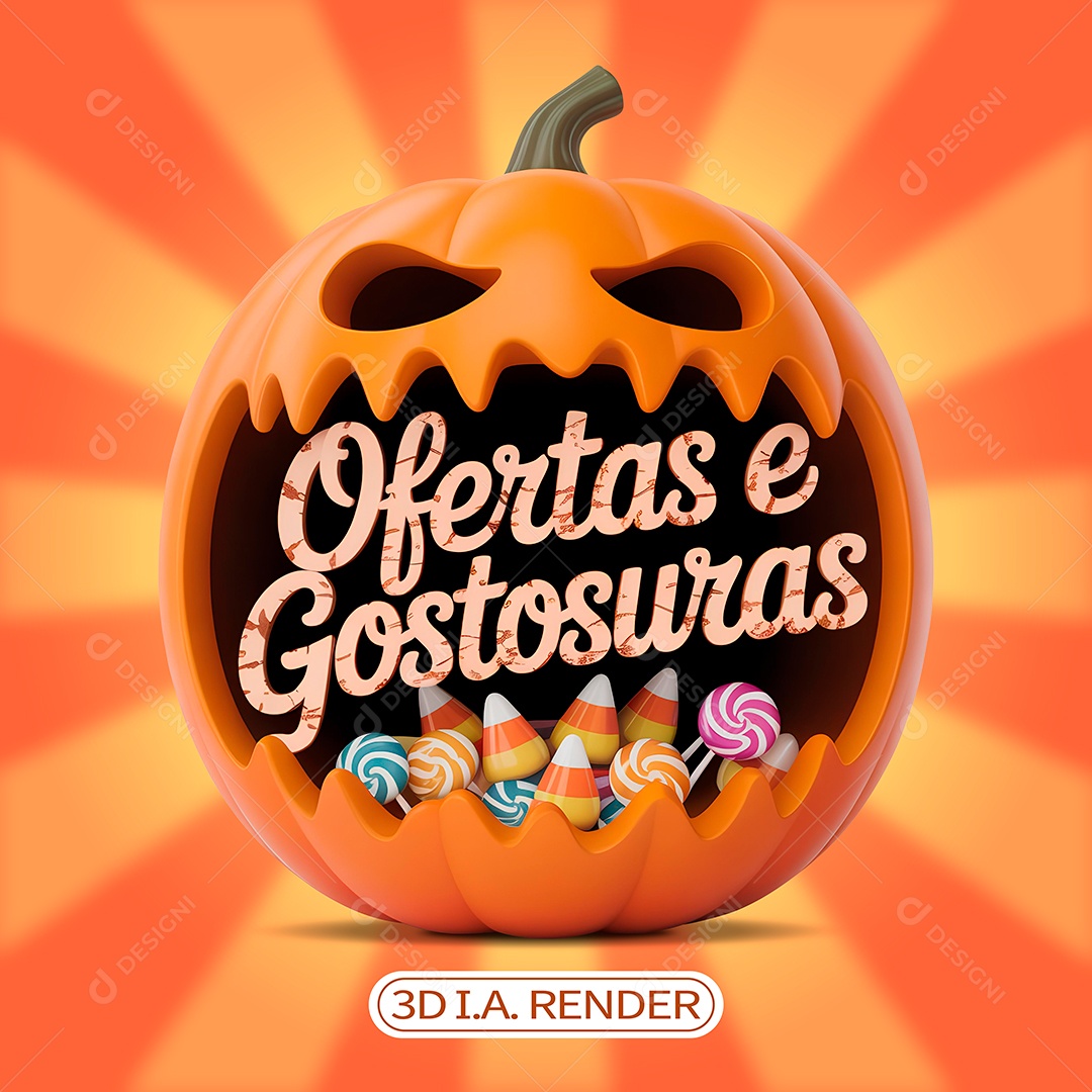 Ofertas e Gostosuras Selo 3D para Composição PSD