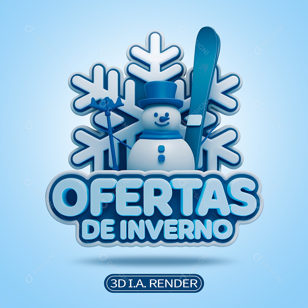 Ofertas de Inverno Selo 3D para Composição PSD