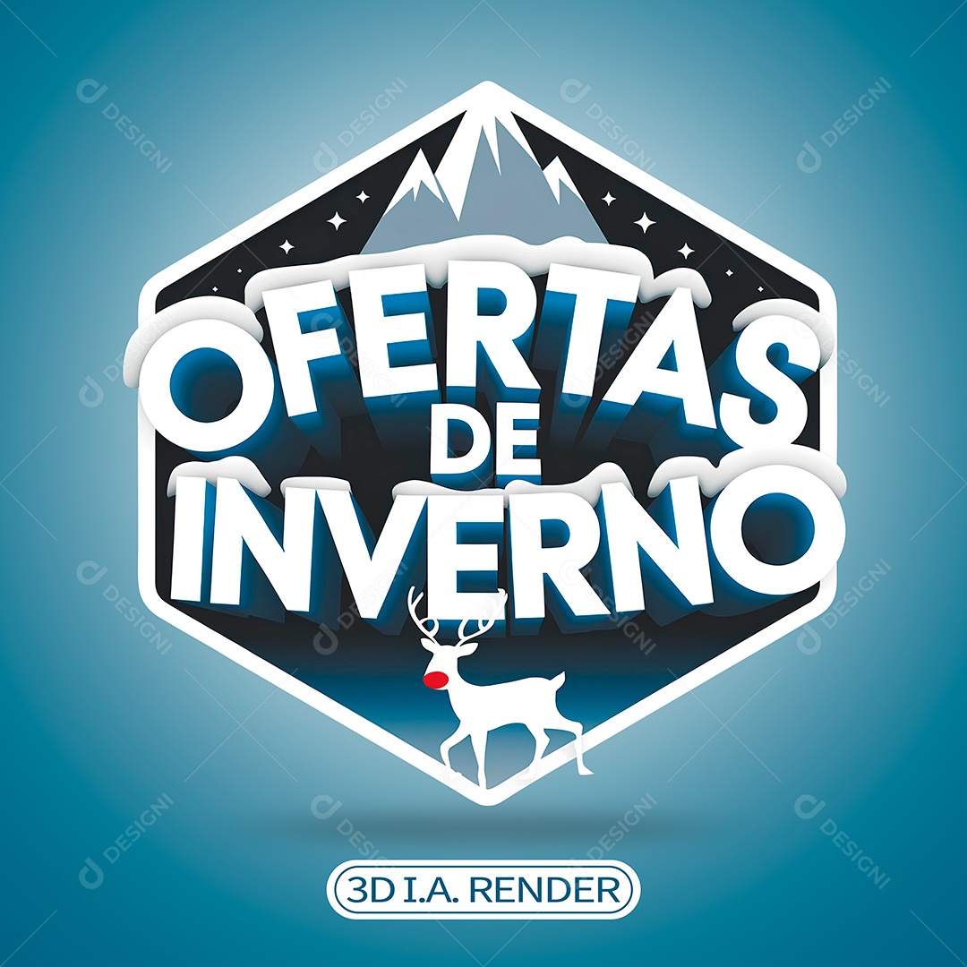 Ofertas de Inverno Selo 3D para Composição PSD