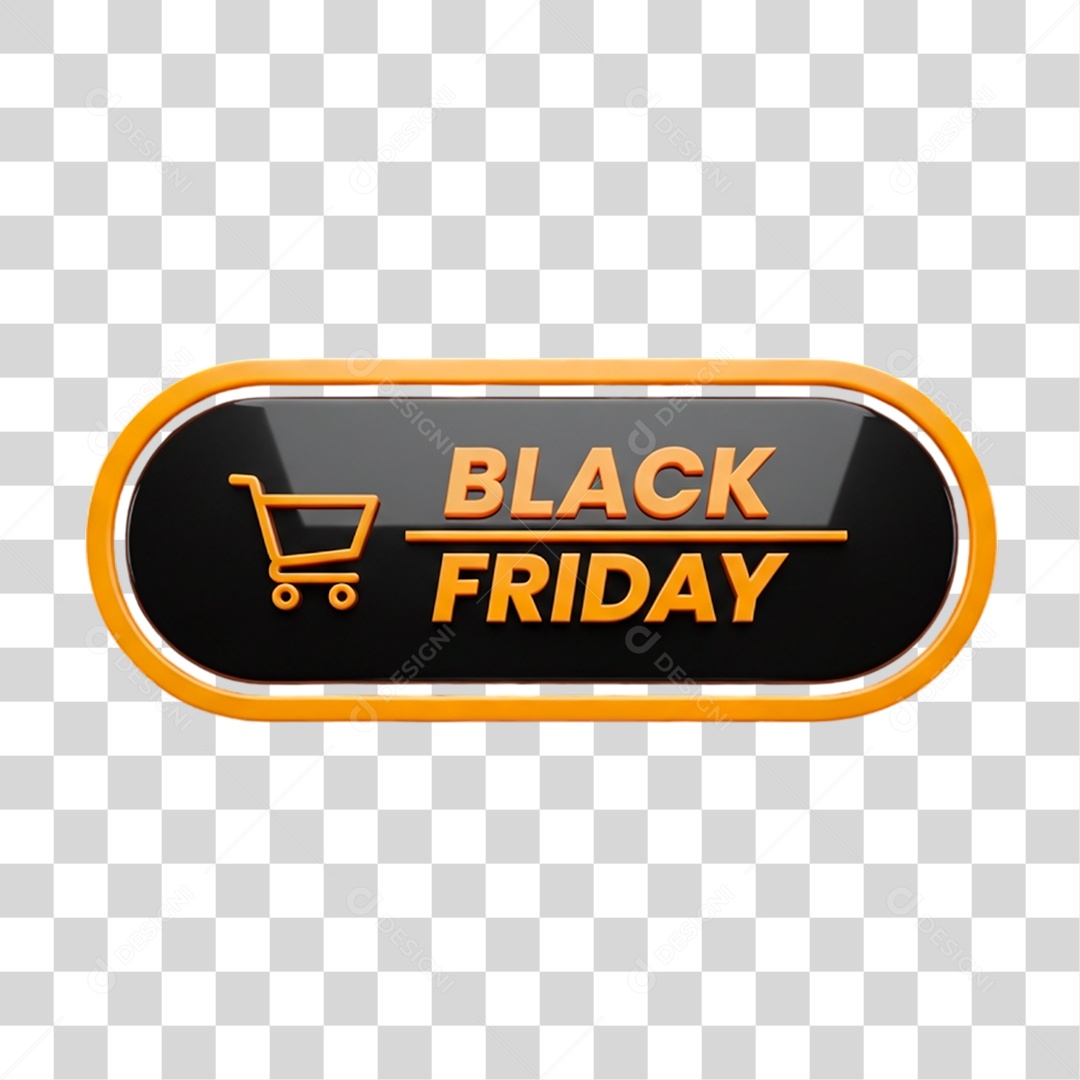 Selo 3D Black Friday para Composição PNG Transparente