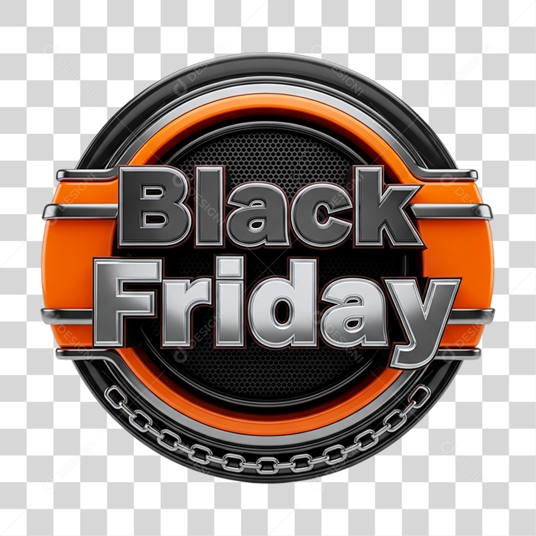 Selo 3D Black Friday para Composição PNG Transparente