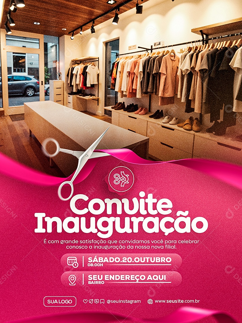 Convite de Inauguração Social Media PSD Editável