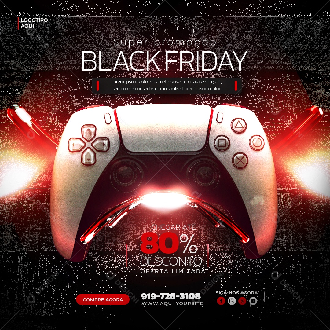 Loja de Eletrônicos Black Friday Super Promoção Console PS5 Social Media PSD Editável