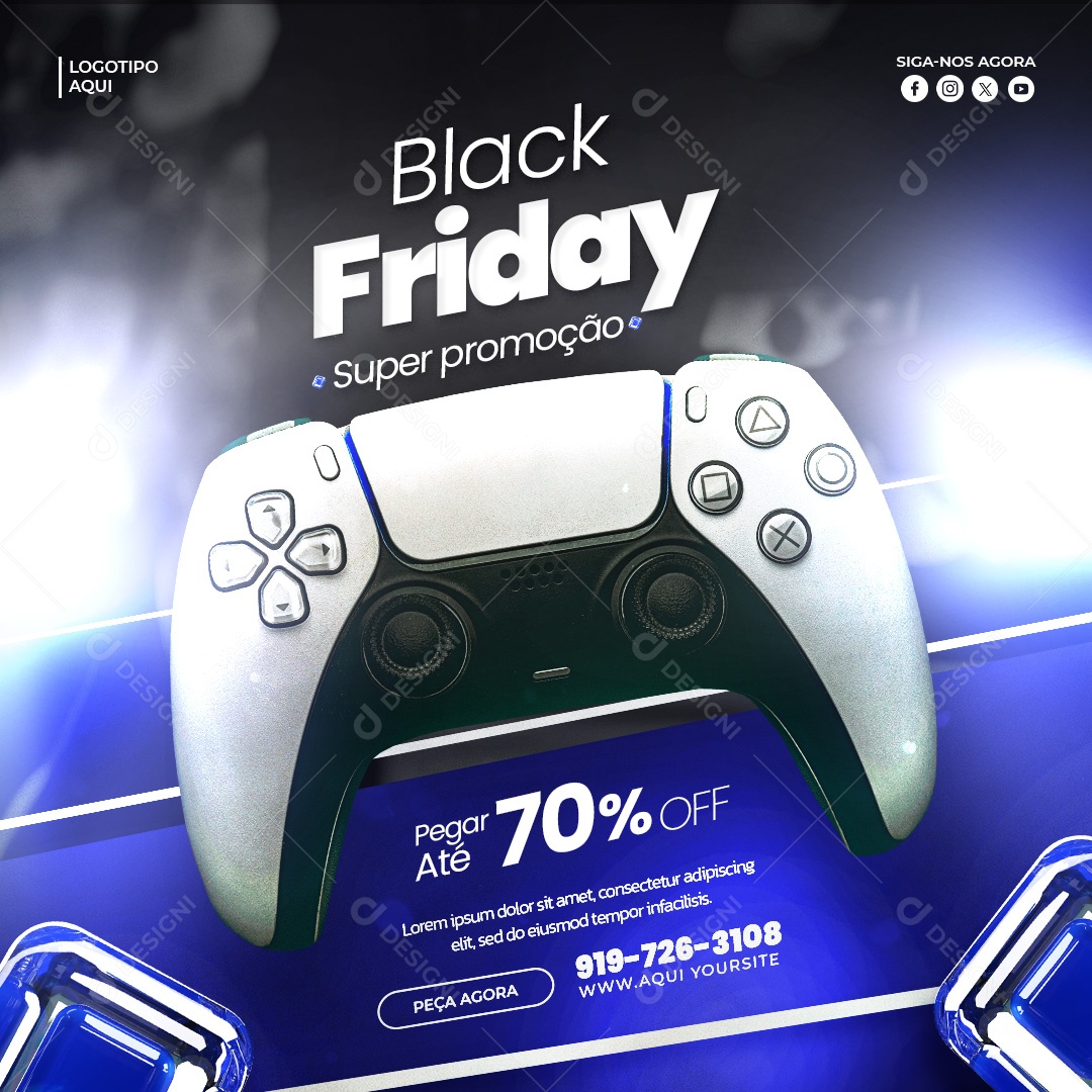 Loja de Eletrônicos Black Friday Super Promoção Console PS5 Social Media PSD Editável