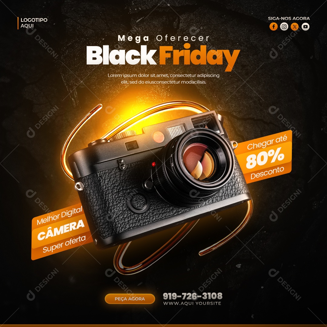 Loja de Eletrônicos Black Friday Câmera Fotográfica Social Media PSD Editável