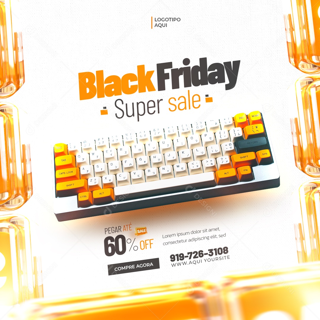 Loja de Eletrônicos Black Friday Super Desconto Teclado Social Media PSD Editável