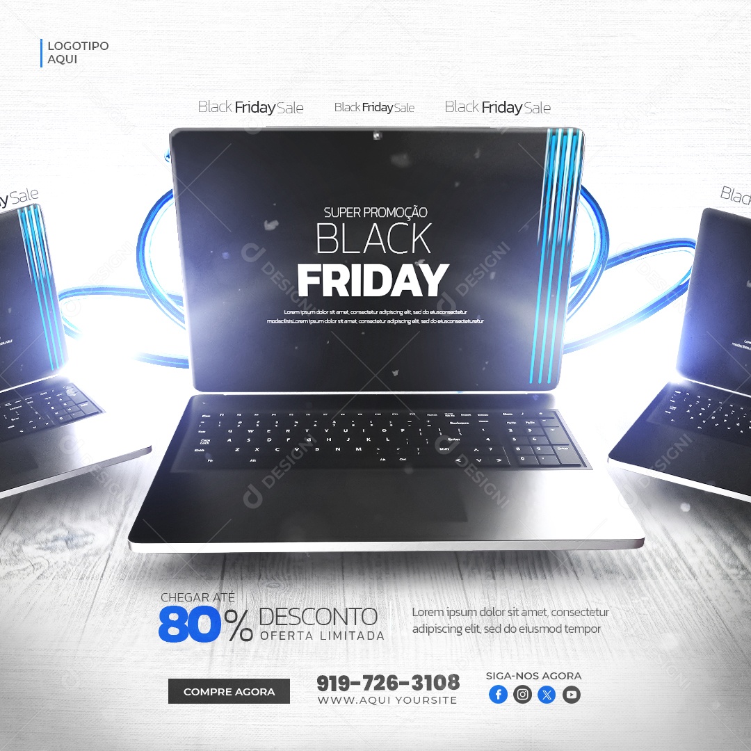 Loja de Eletrônicos Black Friday Super Promoção Notebook Social Media PSD Editável