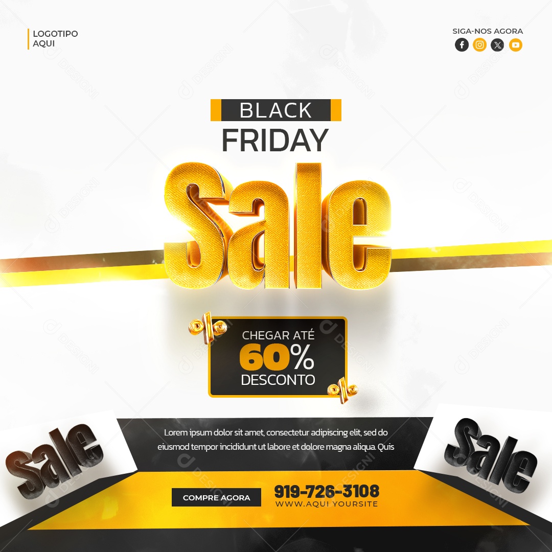 Loja de Eletrônicos Black Friday Desconto Até 60% Desconto Social Media PSD Editável
