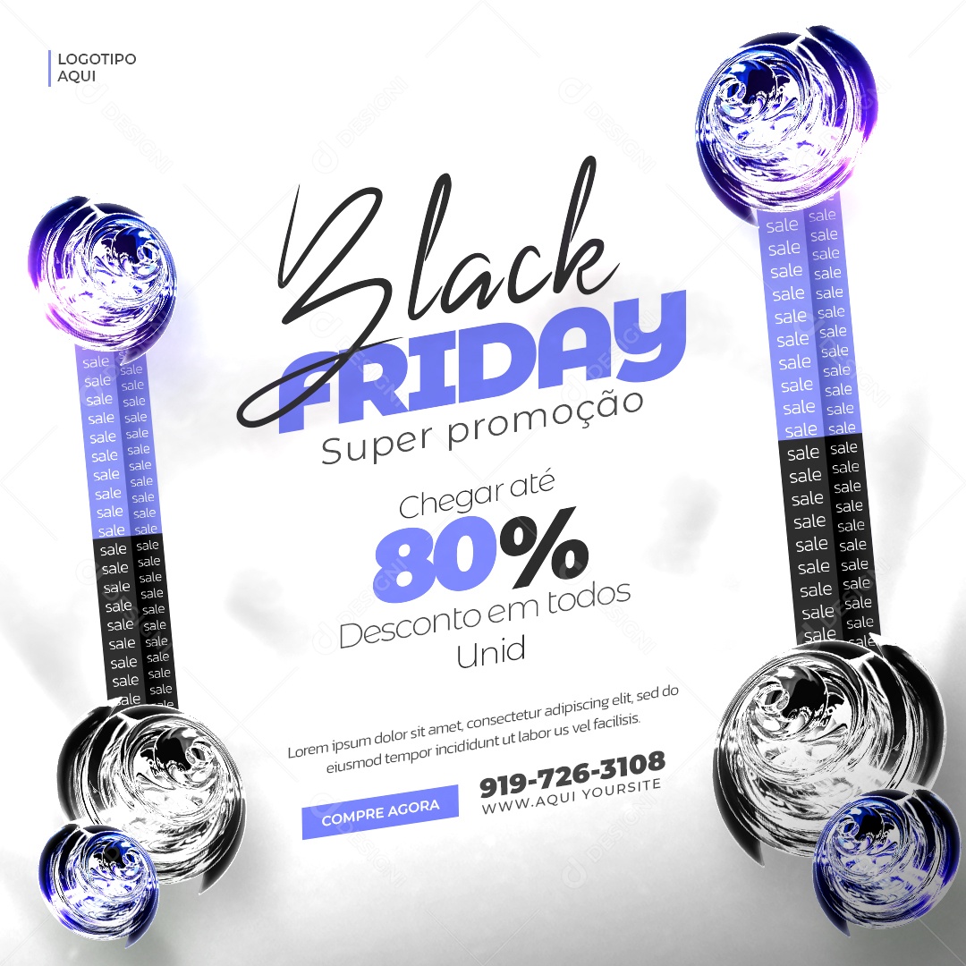 Loja de Eletrônicos Black Friday Super Promoção Chegar Até 80% Desconto Social Media PSD Editável