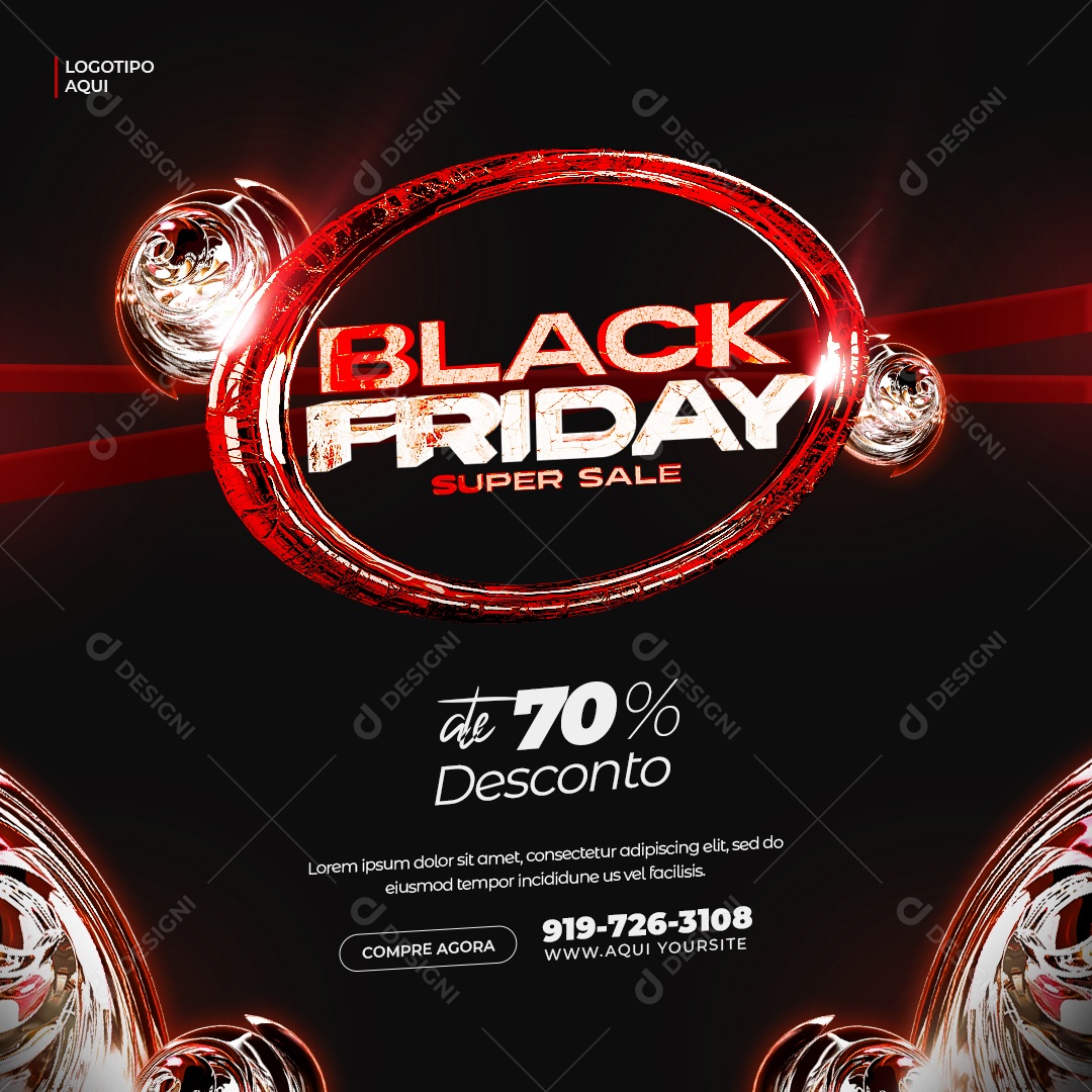 Loja de Eletrônicos Black Friday Super Promoção Até 70% Desconto Social Media PSD Editável