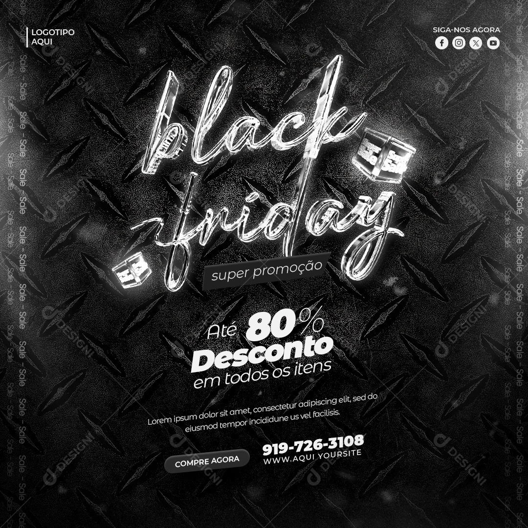 Loja de Eletrônicos Black Friday Até 80% Desconto Super Promoção Social Media PSD Editável