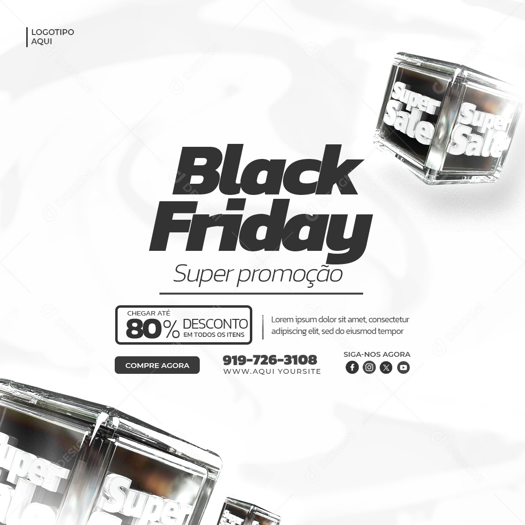 Loja de Eletrônicos Black Friday Super Promoção Até 80% Desconto Social Media PSD Editável