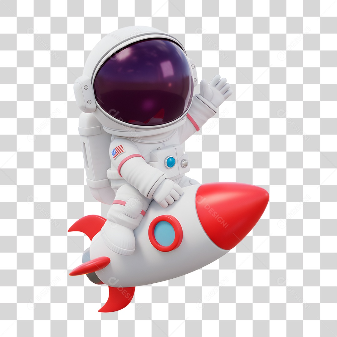 Personagem 3D Astronauta PNG Transparente