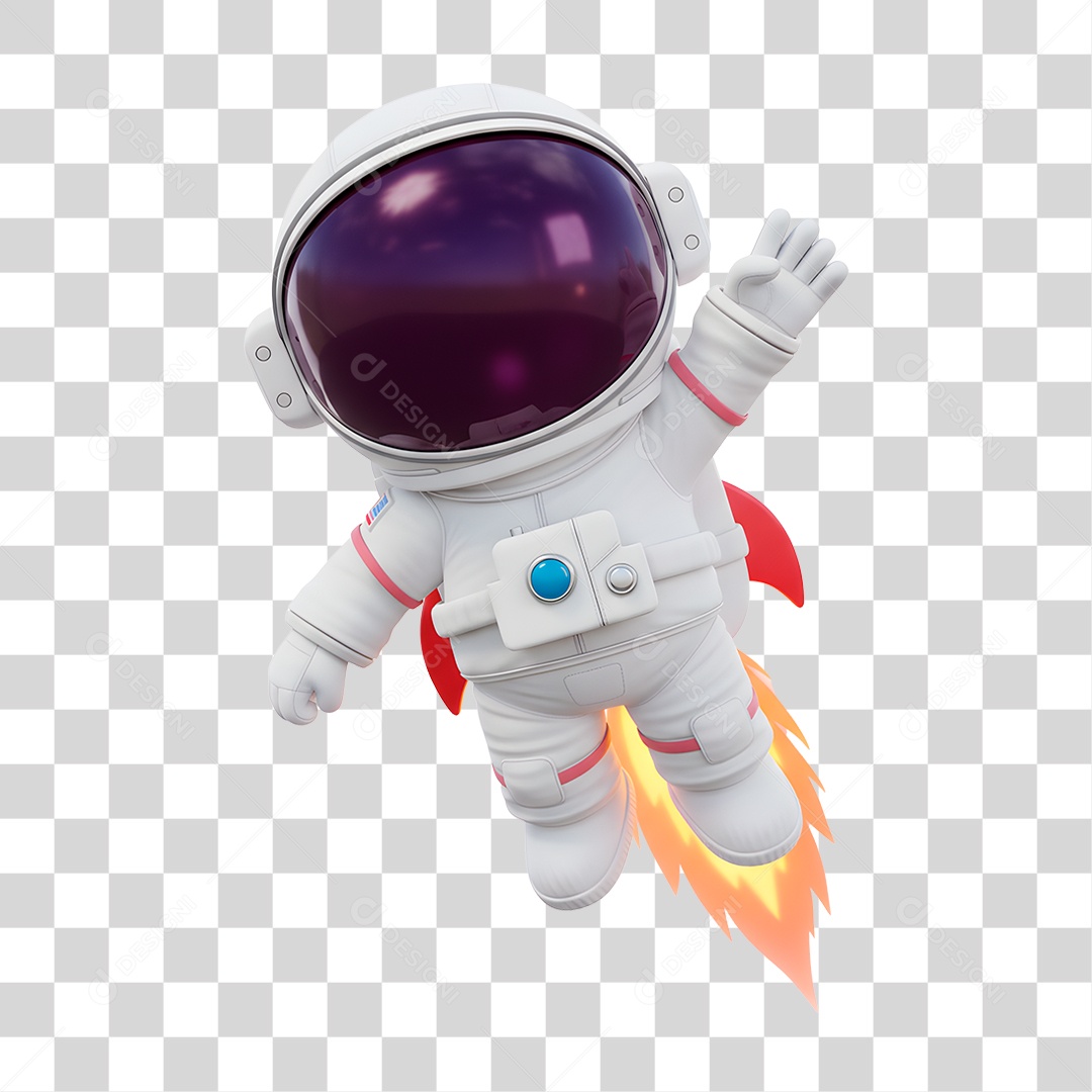 Personagem 3D Astronauta PNG Transparente