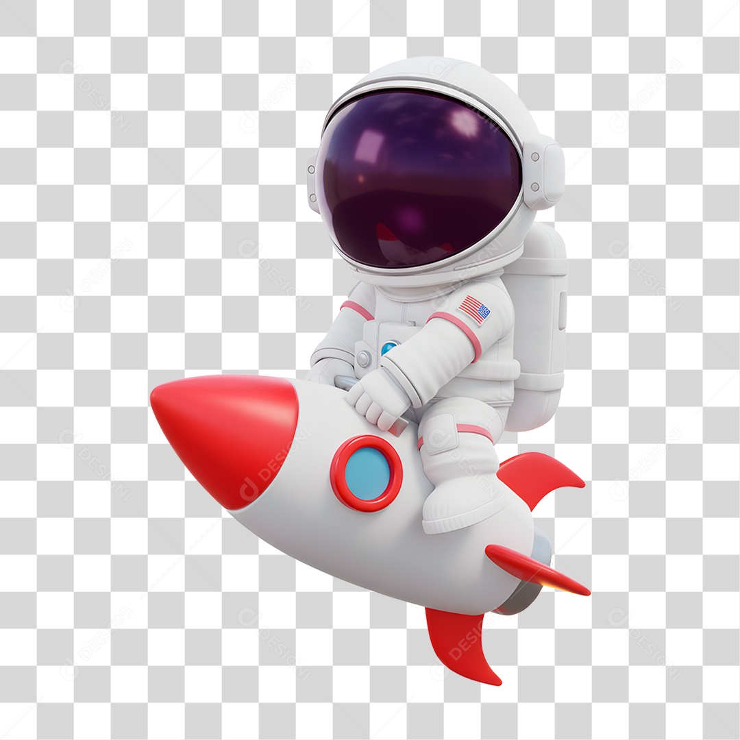 Personagem 3D Astronauta PNG Transparente